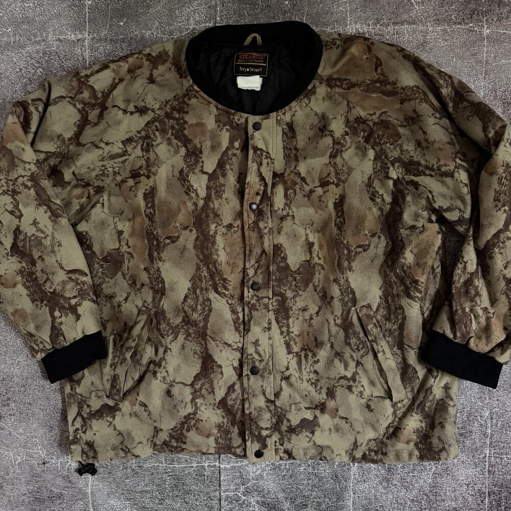 Men's Vintage 90's Stearns Dry Wear Camo Quilt Lined Hunting Bomber Jacket Sz XL